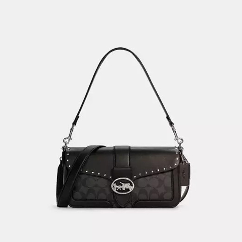 Coach Georgie Shoulder Bag In Colorblock Signature Canvas With Rivets